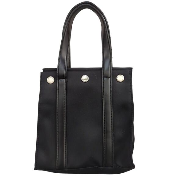Nine West small Black Satchel Handbag Silver Snap closure on top 7 x 7 x 2.5 - Picture 1 of 10